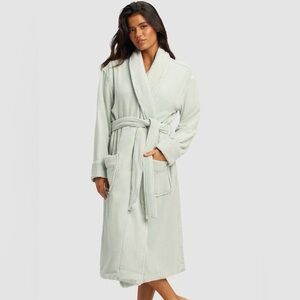 Cozy Earth Plush Cotton & Bamboo Ribbed Robe in “Laurel”